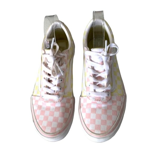 Vans Off the Wall Womens Missy Size 6 Sneaker Shoes Lace Tie Up Yellow Pink Gree - Picture 2 of 6